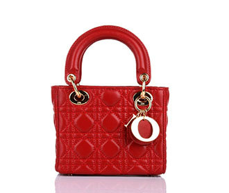 mini lady dior lambskin leather bag 6321 red with gold hardware